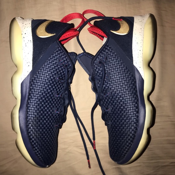 Nike Lebron 14 Low Midnight Navy/Metallic Gold "USA" Mens 11.5 Used - Picture 3 of 8